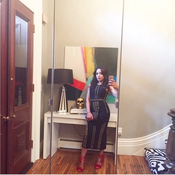 Bandage Midi Dress with Gold Detail - Picture 2 of 11